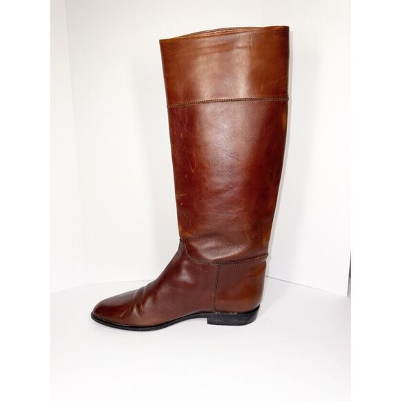 Vtg Charles David Tall Leather Riding Boots Brown Low Heel Equestrian Womens 9 - Picture 11 of 15